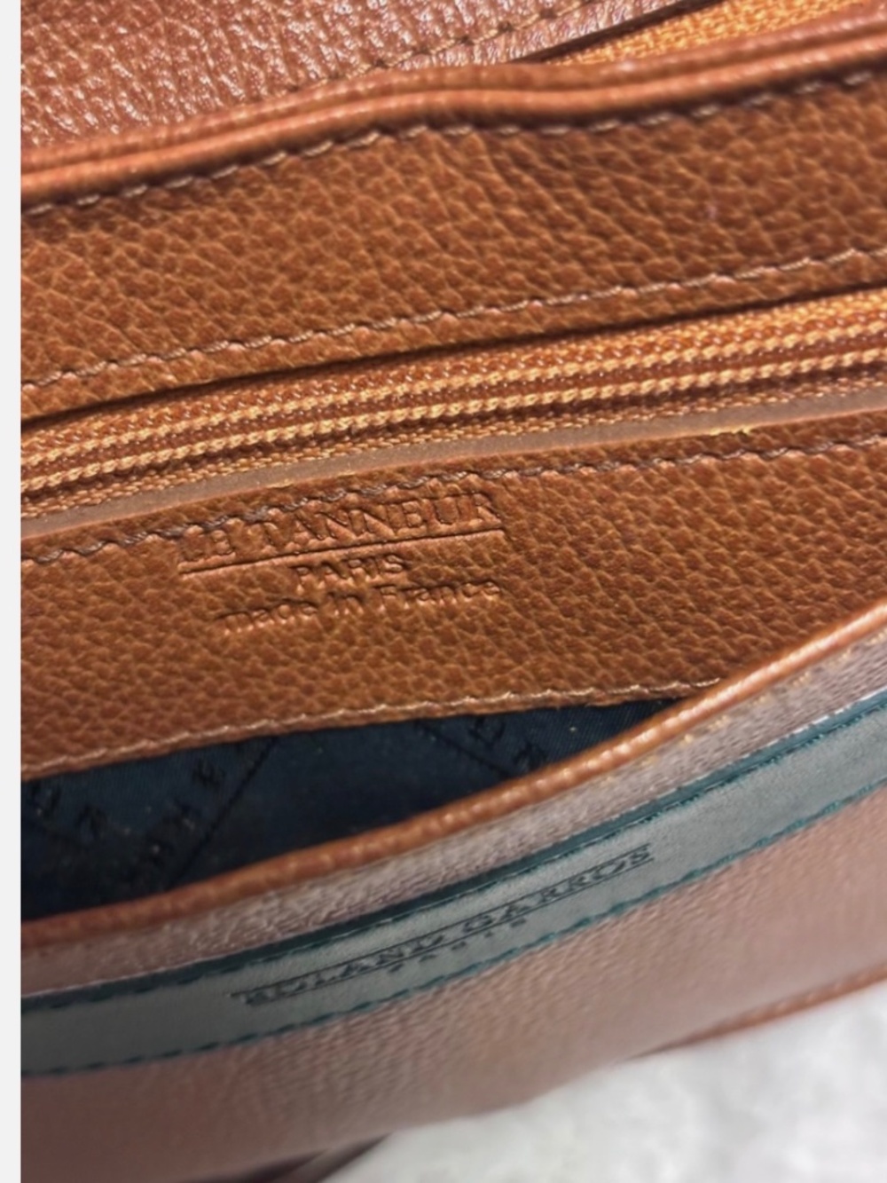 Rolland Garros Le Tanneur Leather Belt Bag Tan/Green - Picture 3 of 10